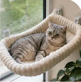 Large cat resting comfortably in the linshen CloudNest